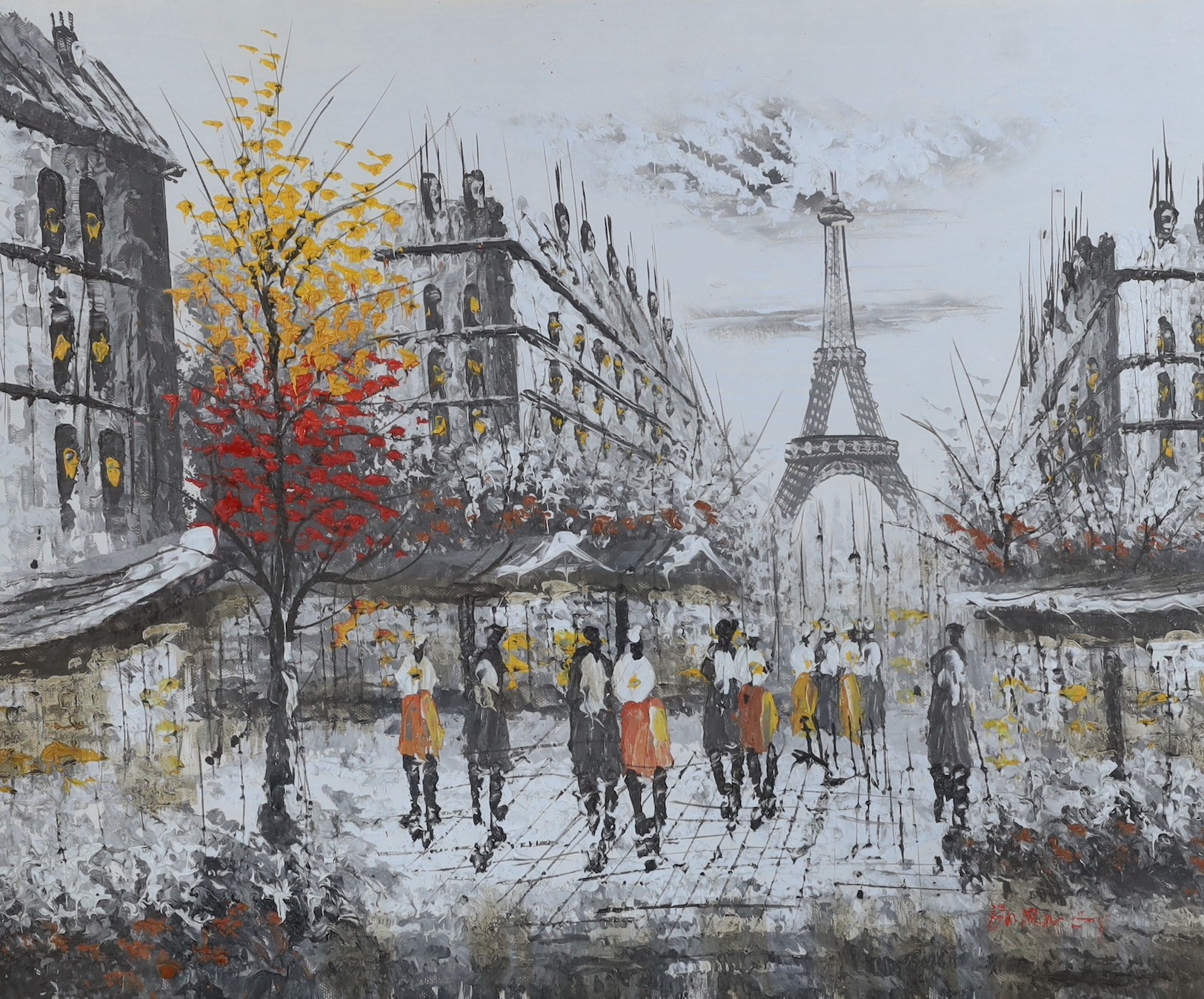 Bennet, oil on canvas, View of the Eiffel Tower, signed, 42 x 52cm